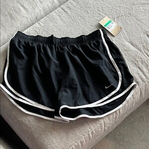 Nike Women's Black and White Athletic Shorts